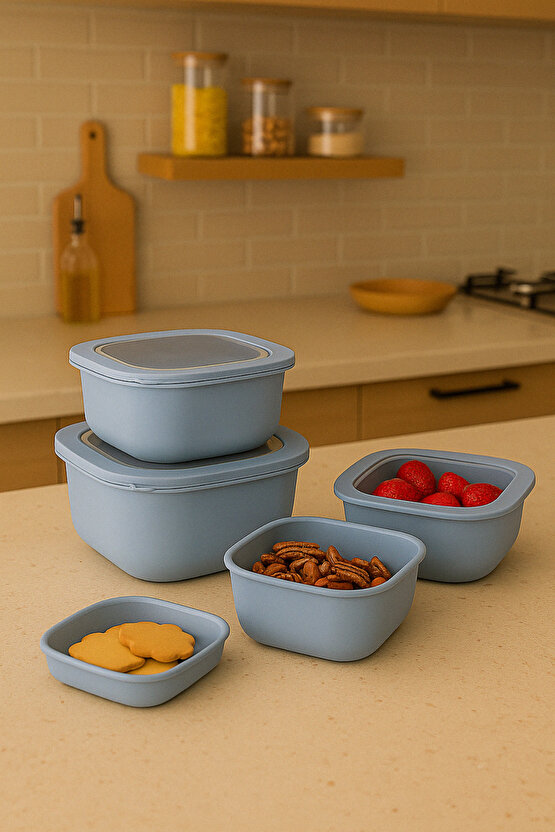 3lü Renkli Kilitli Kapaklı Saklama Kabı Difrize Mikrodalga ve Buzdolabı Uyumlu Düzenleyici Elegant