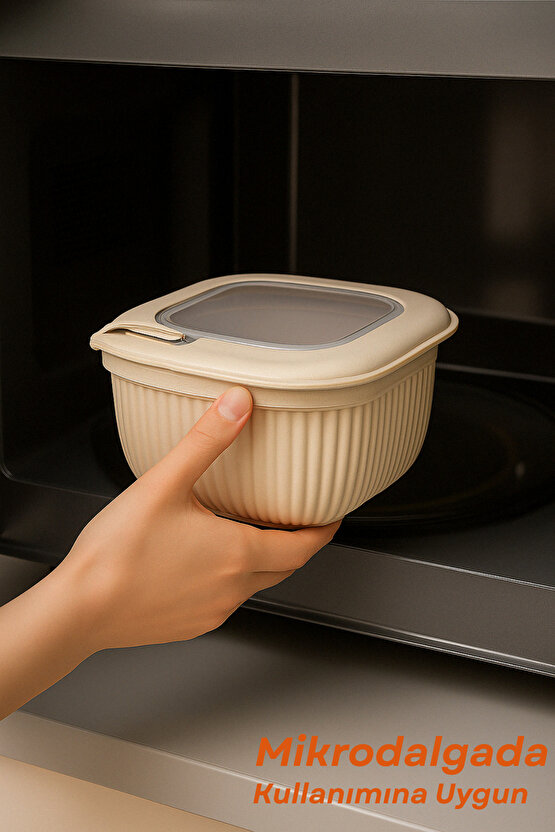 3lü Renkli Kilitli Kapaklı Saklama Kabı Difrize Mikrodalga ve Buzdolabı Uyumlu Düzenleyici