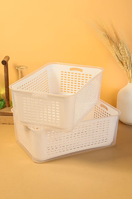 Süzgeçli Buzdolabı ve Mutfak Organizeri Sebze & Meyve Saklama Kabı (Şeffaf) 2 Adet 5 LT