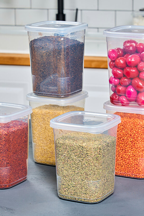 10 Adet 20 Parça Etiketli Kendinden Kapaklı Erzak Dondurucu Baharat Saklama Kabı Seti 1,15 Litre