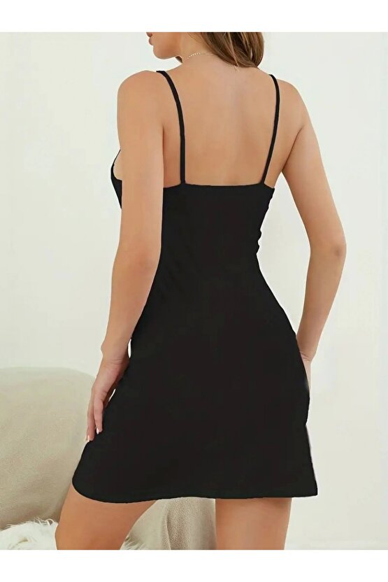 Kadın Askılı önden Düğmeli Viskon Elbise