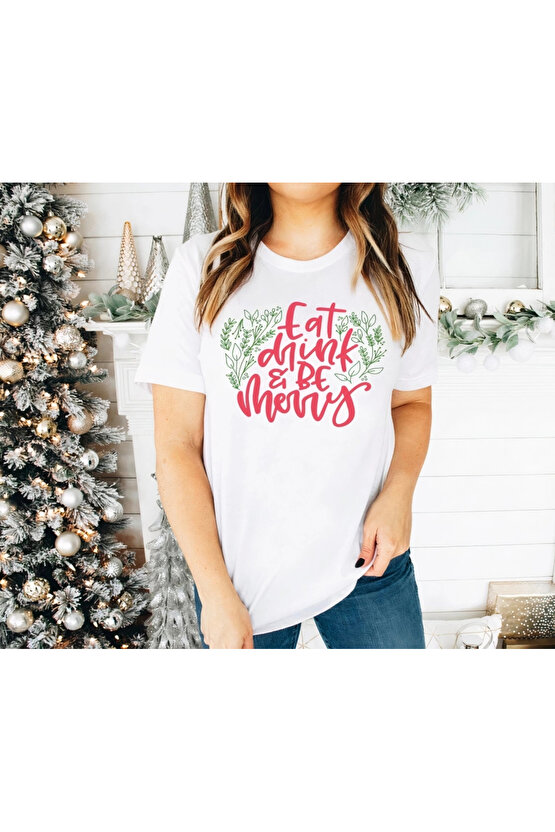 Noel İçin Özel Tasarım T-shirt - Beyaz