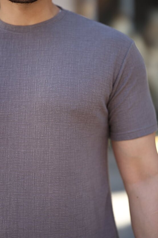 MyTerrax Erkek Ağaç Kabuğu Desenli Kısa Kollu T-shirt