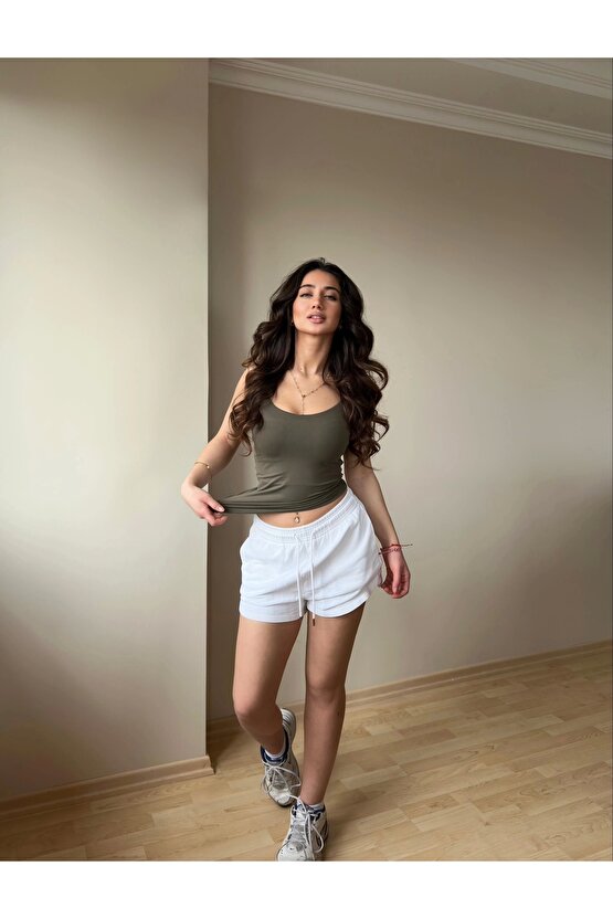 Haki ZRA Model Poliamid İp Askı Bluz