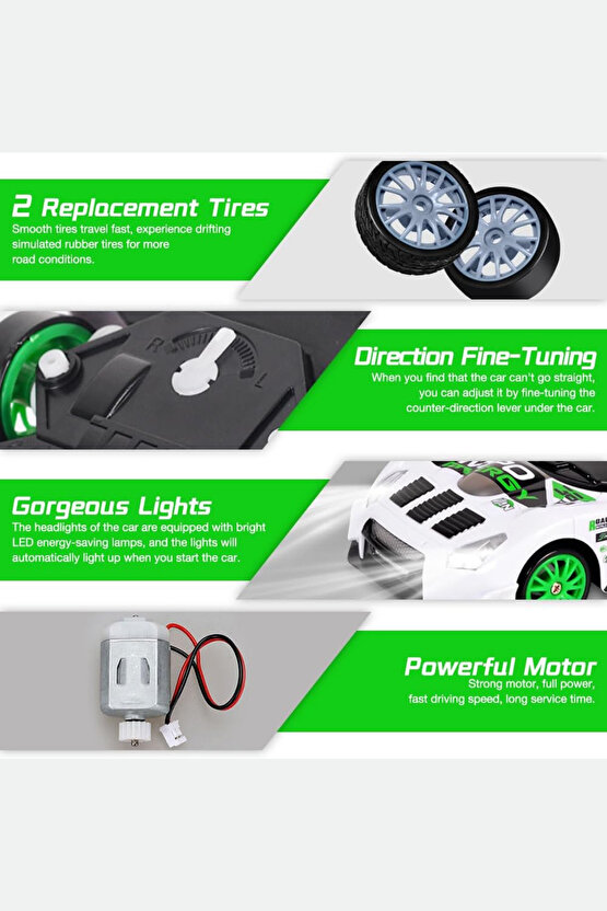 Oyuncak Uzaktan Kumandalı Aksesuarlı 2.4G Şarjlı 1:24 Drift Arabası 4x4 +4Yedek Tekerlek +15KmHız