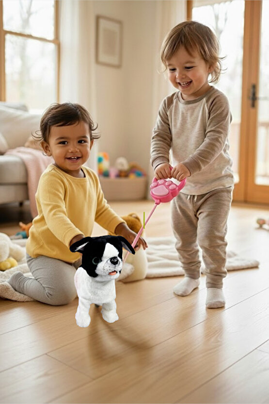 Oyuncak Peluş Tasmalı Havlayan Yürüyen Sesli Köpek Evcil Hayvan Dostluğu Pekiştirme