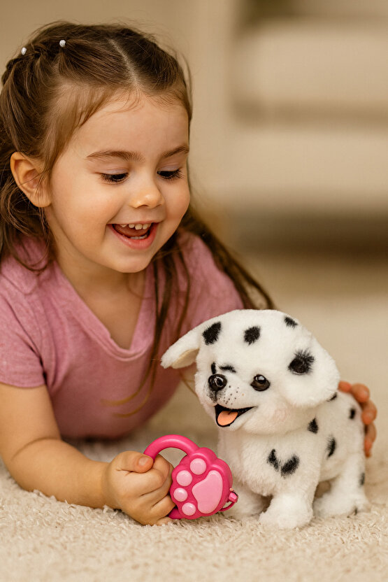 Oyuncak Peluş Tasmalı Havlayan Yürüyen Sesli Köpek Evcil Hayvan Dostluğu Pekiştirme