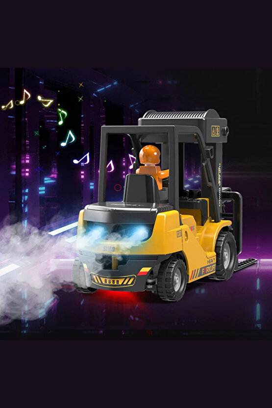 Oyuncak 12 Kanallı 2.4 Ghz Uzaktan Kumandalı Şarjlı Buhar Atan Forklift İş Makinası Koliler Dahil