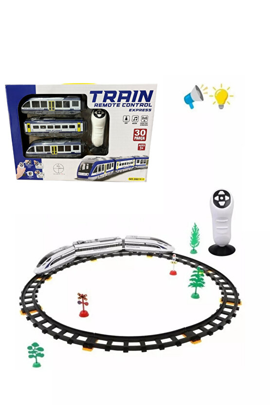 Oyuncak Uzaktan Kumandalı 30 Parça Sesli ve Işıklı 176 Cm Ray Uzunluğunda Hızlı Tren Seti