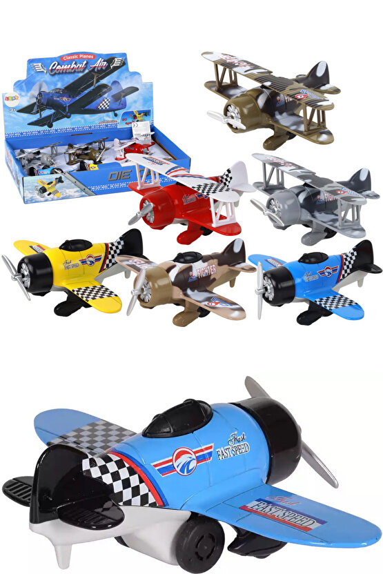 Oyuncak Çek Bırak Die-Cast Metal Uçak Hareketli Pervane (1 Adet Gönderilir)