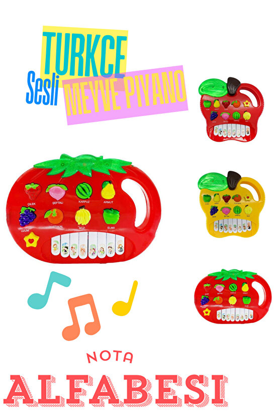 Oyuncak Türkçe Sesli Meyveleri Tanıyalım Meyve Piyanom Nota Alfabesi Müzikli