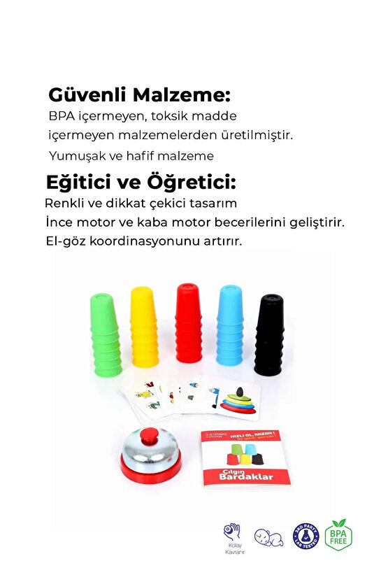 Oyuncak Çılgın Bardaklar Oyunu, Hızlı bardaklar, Süper Bardaklar Kutu Aktivite Oyunu