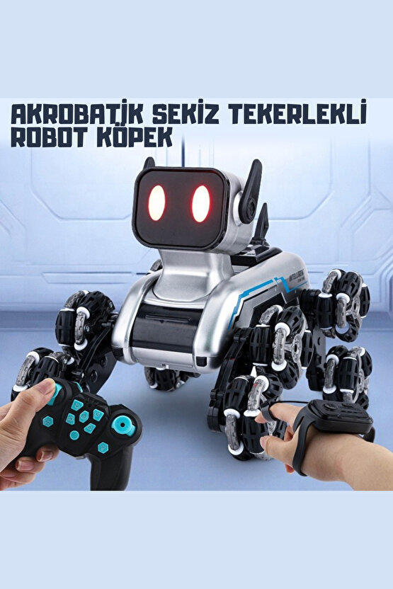 Oyuncak Şarjlı 2.4 Ghz Bilekten Kontrol Uzaktan Kumandalı Buharlı 8 Teker Çılgın Akrobat Köpek Araba