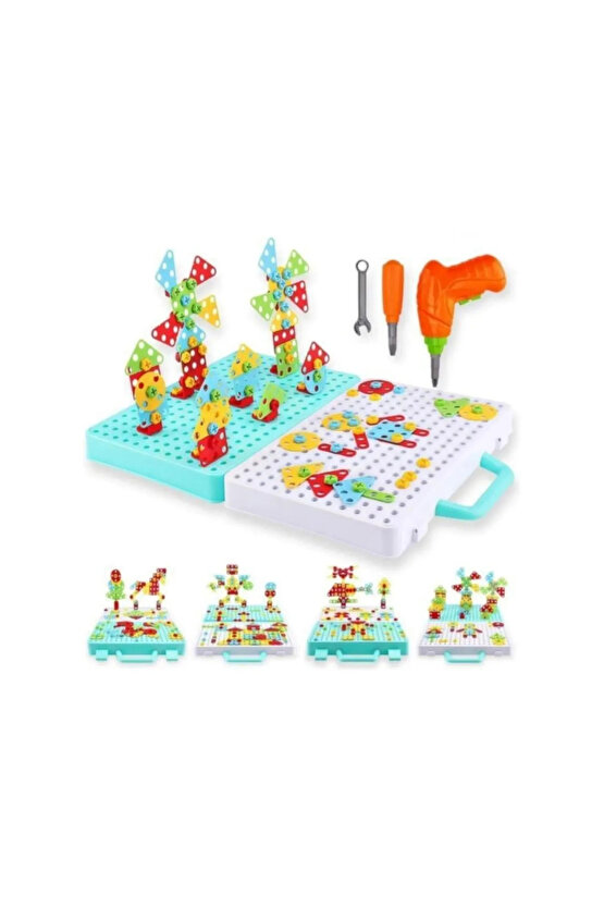 Oyuncak Eğitici Aktivite Mentossori 3D Eğitici Matkap Sök Tak Puzzle Seti Dinazor Serisi