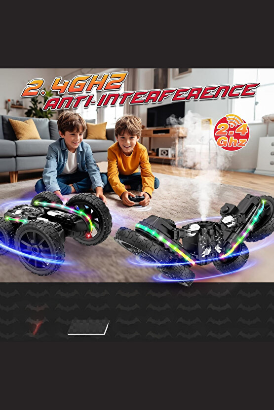 Oyuncak 2.4 Ghz Uzaktan Kumandalı Şarjlı Buhar Atan Akrobat Araba Batman Joker