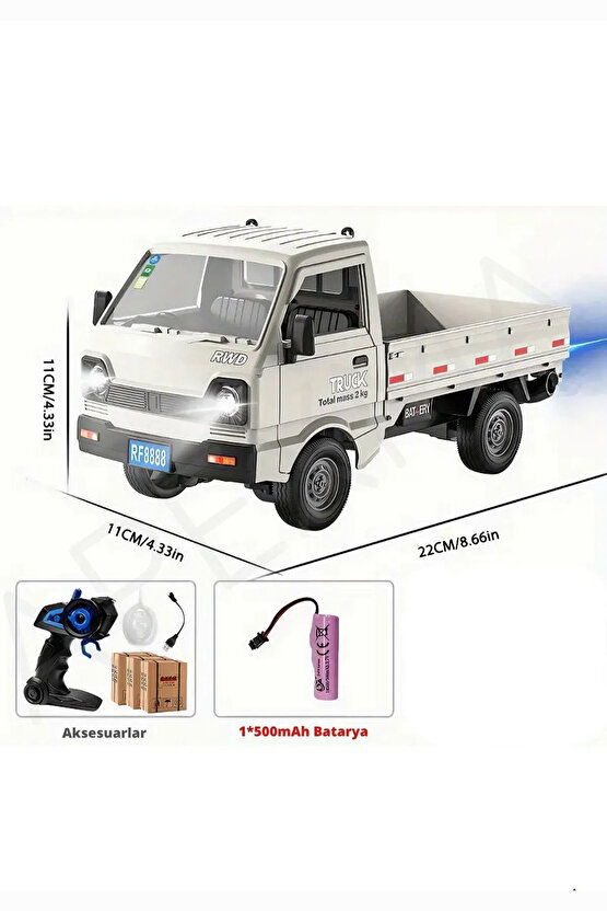 Oyuncak 2.4GHz Uzaktan Kumandalı Sesli Işıklı Şarjlı Buhar Atan Kapıları Açılan Rc Kamyonet
