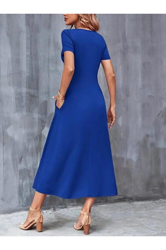 Kadın Kısa Kollu V Yakalı Viskon Bluz