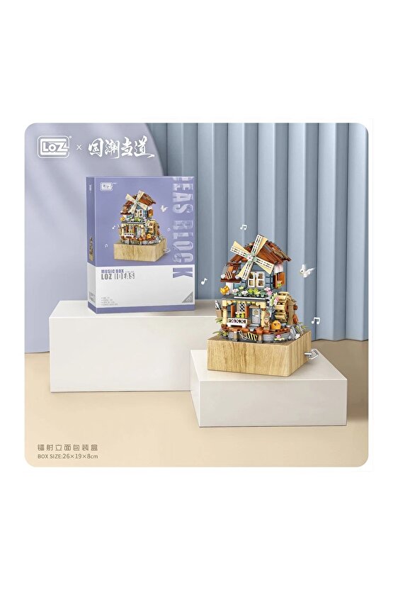 799 Parça LOZ Blok Oyuncak Mini Değirmen Müzik Kutusu Yapı Tuğlaları Seti