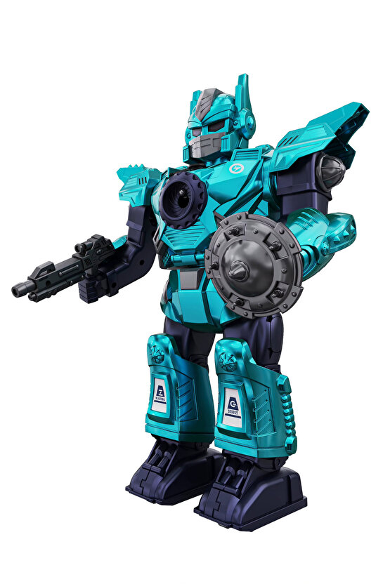 Oyuncak Işıklı ve Müzikli Buhar Çıkartan Hareketli Pilli Savaşçı Robot Ekipmanlı Buharlı Robot