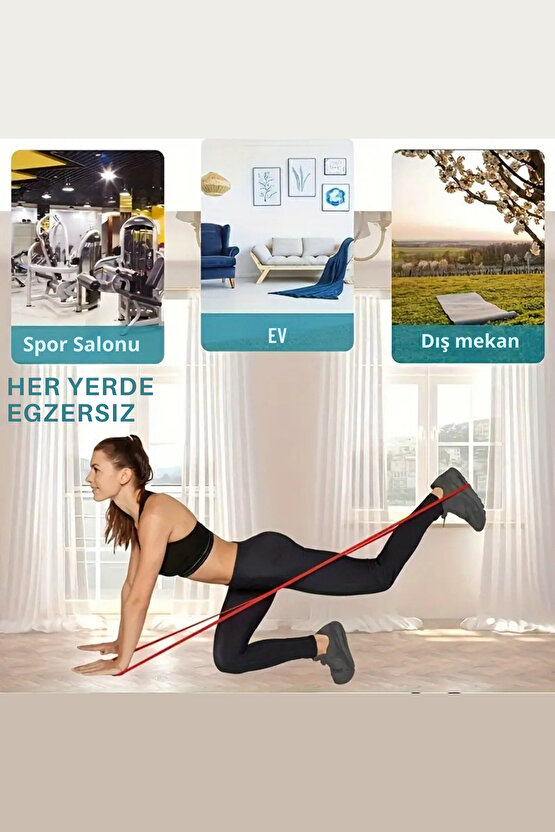 Latex Güç Bandı Direnç Lastiği Fitness Pilates Kondisyon Bandı