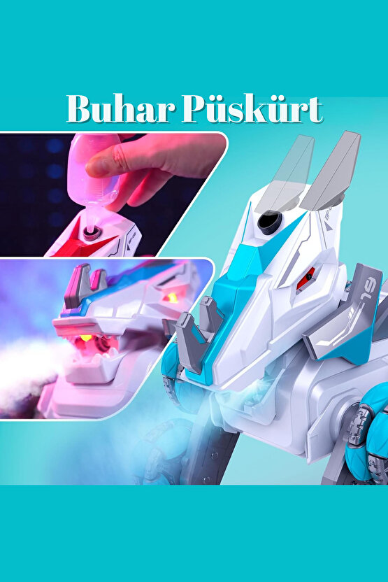 Uzaktan Kumandalı Full Fonksiyon Şarjlı 2,4G 8 Teker Buhar Atan Dinozor Kamyonet Stunt Araba +3