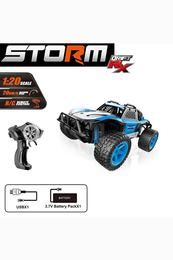 Oyuncak Rock Crawler Uzaktan Kumandalı Full Fonksiyon 2.4Ghz Şarjlı 1:20 Storm Drift Araba 20 Km Hız