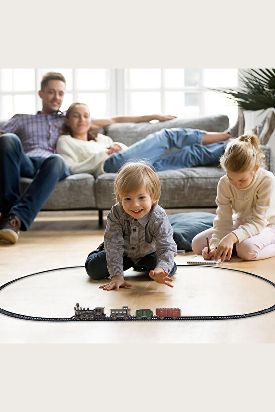 Oyuncak Sesli Işıklı Ve Buharlı Tren 15 Parça Oyun Buhar Atan Klasik Classic Sesli Tren 4 Vagonlu