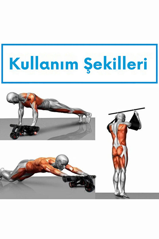 AB Roller Karın ve Kol Kası Egzersiz Aleti Fitnes Güç Tekerleği Fitness (Diz Pedi Hediye)