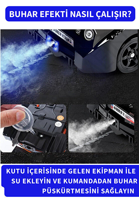 Oyuncak 2.4 GHZ Uzaktan Kumandalı Şarjlı 1:16 4X4 Buhar Atan Sesli ve Işıklı Drift ve Yarış Arabası