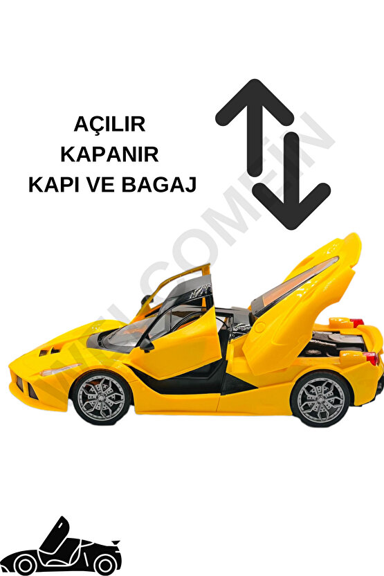 Oyuncak Kapıları Ve Bagajı Açılan Uzaktan Kumandalı Drift Arabası Süper Hızlı 1:16 Işıklı Spor Araba