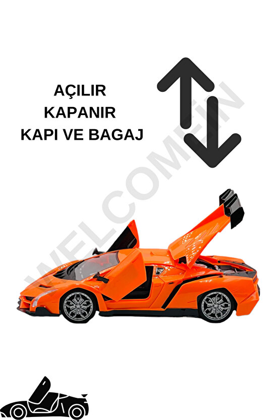Oyuncak Kapıları Ve Bagajı Açılan Uzaktan Kumandalı Drift Arabası Süper Hızlı 1:16 Işıklı Spor Araba