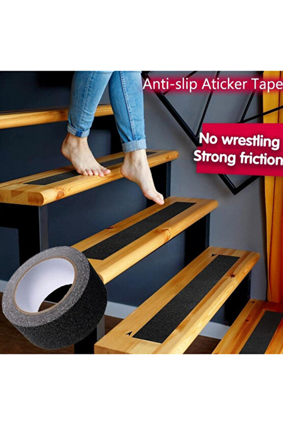 5 Metre Merdiven Kaymaz Bant, 2,5cm Genişlik, Arkası Yapışkanlı 1. Kalite Zemin Kaydırmaz Bant