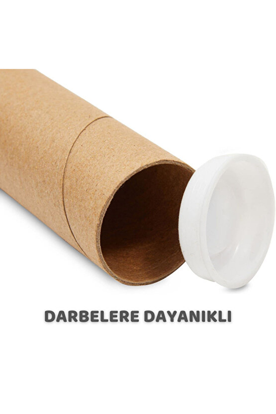 5li Postüp Kapaklı Silindir Kutu Karton Rulo Gönderi Poster Afiş Harita Tüpü 5 Adet 5 Cm X 45 Cm