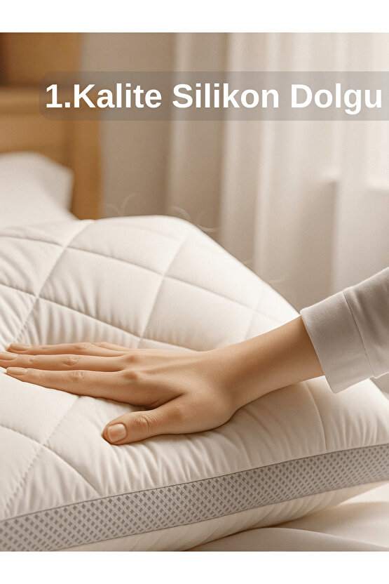 2Li 800 GR Klimalı Mikrofiber Kapitone Yastık Yumuşak Antialerjik Makine Yıkanabilir Desenli 50x70