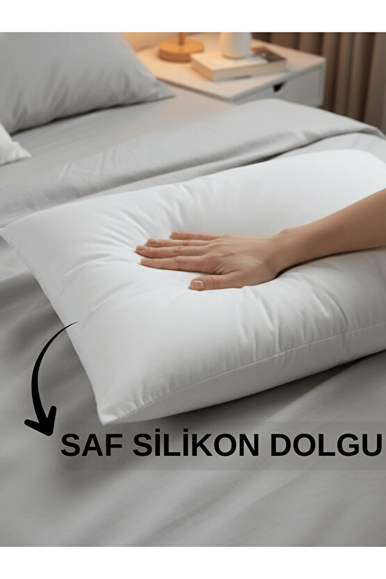 2Li 600 GR Pamuklu Silikon Yastık Yumuşak Antialerjik Makinede Yıkanabilir Pürüzsüz Yastık 50x70cm