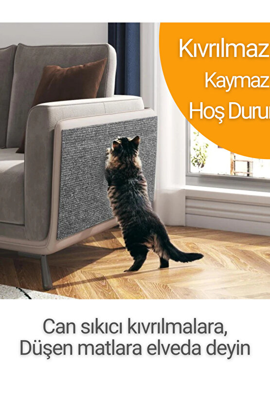 Kedi Tırmalama Halısı Yapışkanlı Her Yüzeye Uygulanabilir Kesilebilir Mobilya Koruyucu Mat (40X50)