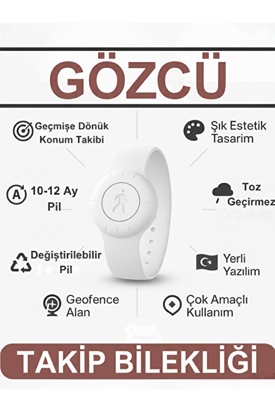 Takip Bilekliği GPS Konum Takibi Çocuk Yaşlı Geçmişe Dönük Takip Cihazı Saati (5-10 Dakika Aralıklı)