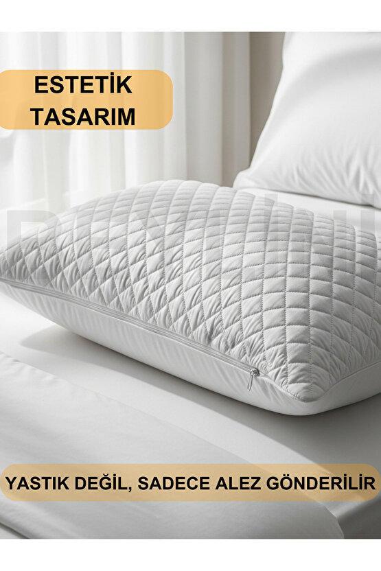 2li Yastık Alezi Sıvı Geçirmez Kapitone Fermuarlı Yıkanabilir Antialerjik Yastık Koruyucu 50x70 CM