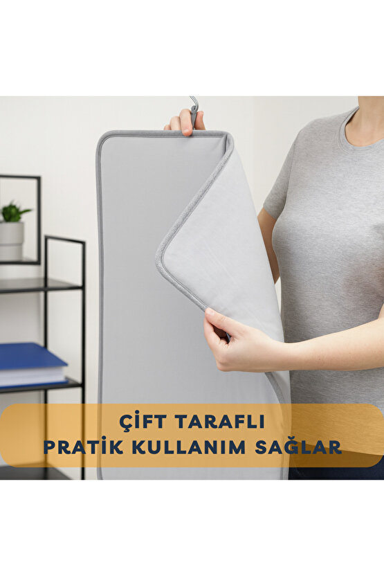 Buharlı Dikey Ütü Matı 5 Katman Asılabilir Yanmaz Çift Taraflı Keçeli Buharlı Ütü Bezi Gri 50x80 CM