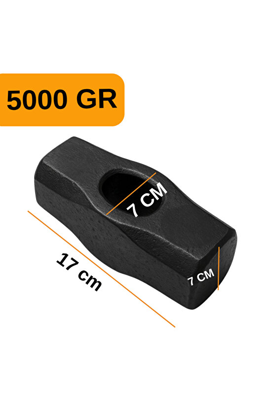 5kg Balyoz Başlığı Çelik Uçlu Yassı Çift Taraflı Kullanım Profesyonel Yıkım İnşaat Şantiye Sanayi