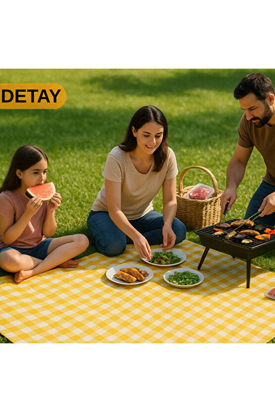 Piknik Örtüsü Masa Zemin Kahvaltı Sofrası Pratik Taşınabilir Katlanabilir Piknik Örtüsü 150x150 CM