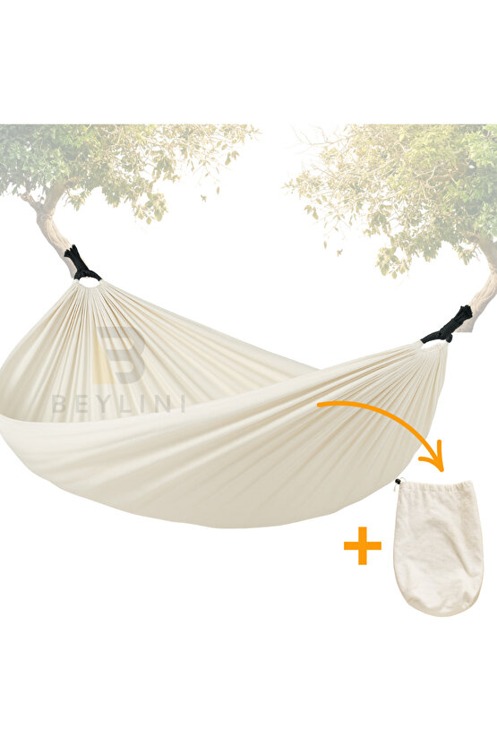 BEYLİNİ Pamuk Kamp Hamağı 180KG Taşıyabilir Çift Halat Dayanıklı Taşınabilir Çantalı Hamak 230CM