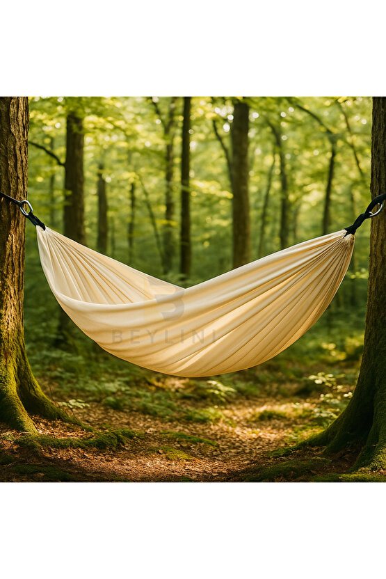 BEYLİNİ Pamuk Kamp Hamağı 180KG Taşıyabilir Çift Halat Dayanıklı Taşınabilir Çantalı Hamak 230CM