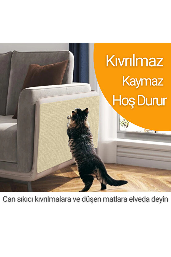 Kedi Tırmalama Halısı Yapışkanlı Her Yüzeye Uygulanabilir Kesilebilir Mobilya Koruyucu Mat (40X50)