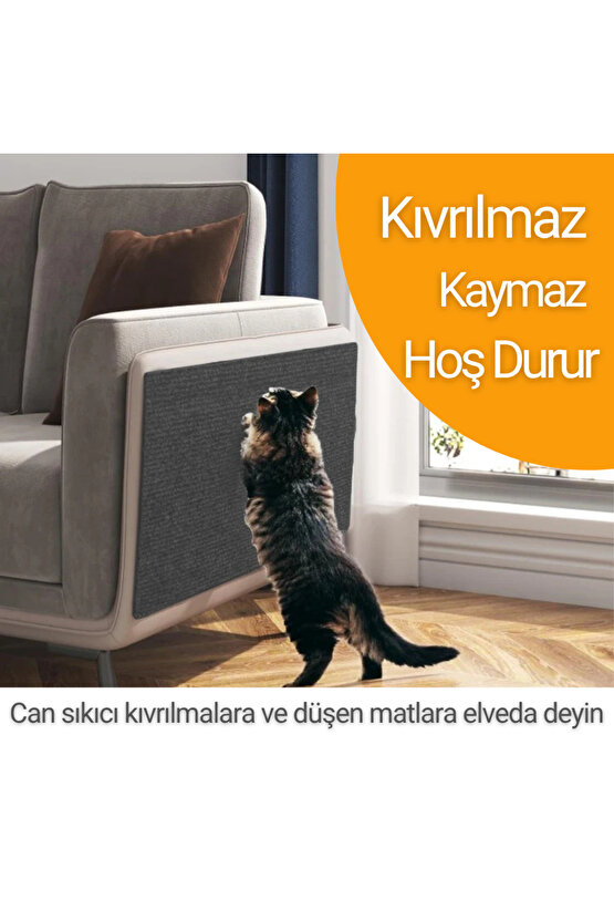 Kedi Tırmalama Halısı Yapışkanlı Her Yüzeye Uygulanabilir Kesilebilir Mobilya Koruyucu Mat (40X50)