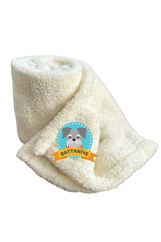 Beylini Kedi Köpek Battaniyesi Premium Peluş Evcil Hayvan Uyku Battaniyesi Yıkanabilir Krem