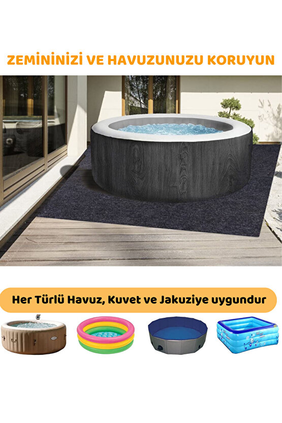 Havuz Altı Halısı Su Geçirmez Yıkanabilir Emici Dayanıklı Koruyucu Havuz Matı Antrasit (183x188)