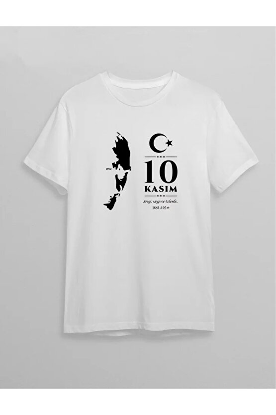 10 Kasım Atatürk Baskılı T-shirt - Beyaz