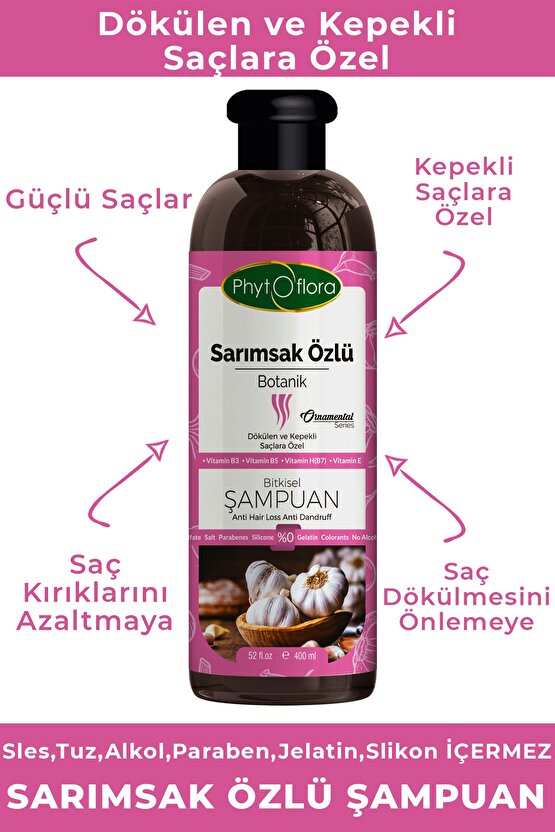 Tuzsuz Yağlı Ve Dökülen Ve Kepekli Saçlara Özel Sarımsak Özlü Bitkisel Şampuan