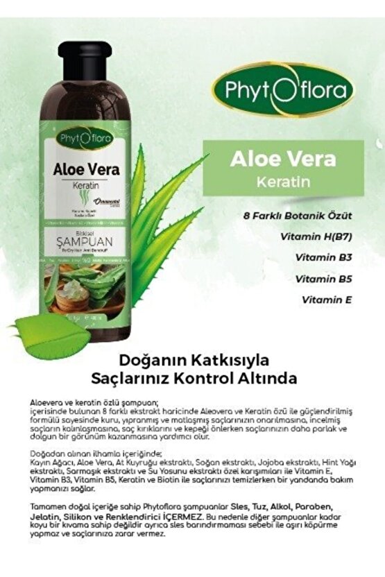Tuzsuz Kuru Ve Kepekli Saçlara Özel Aloe Vera Ve Keratin Ilaveli Bitkisel Şampuan 400 ml